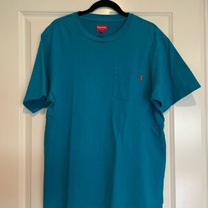 Supreme Teal Blue Pocket T-shirt Size Large